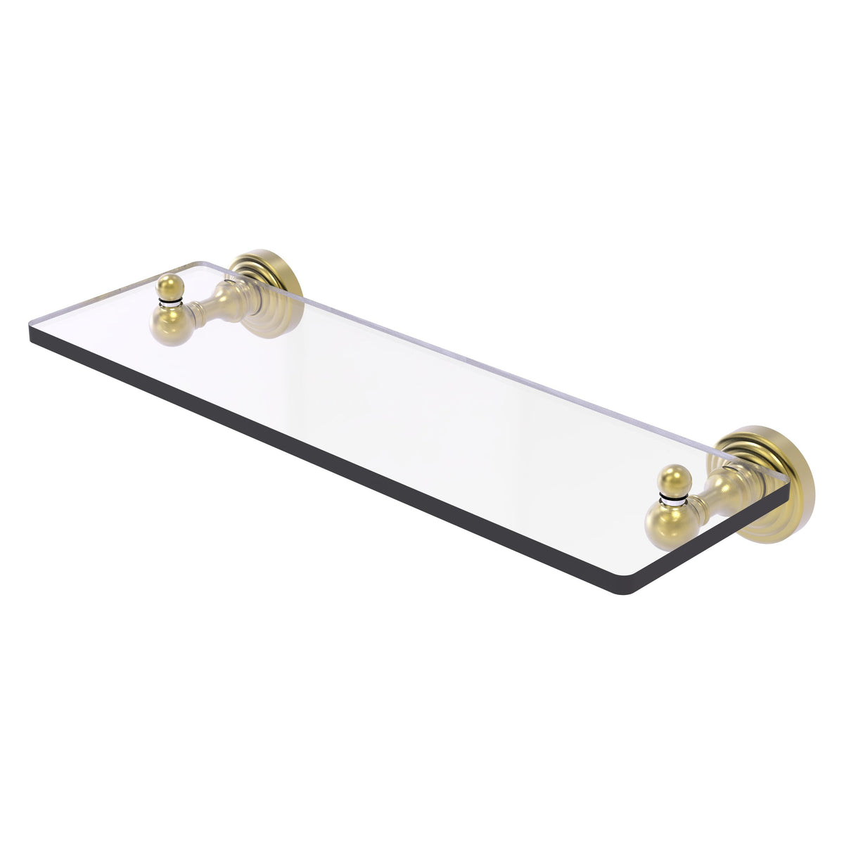 Allied Brass WP-1/16-SBR Waverly Place 16" Satin Brass Glass Vanity Shelf With Beveled Edges