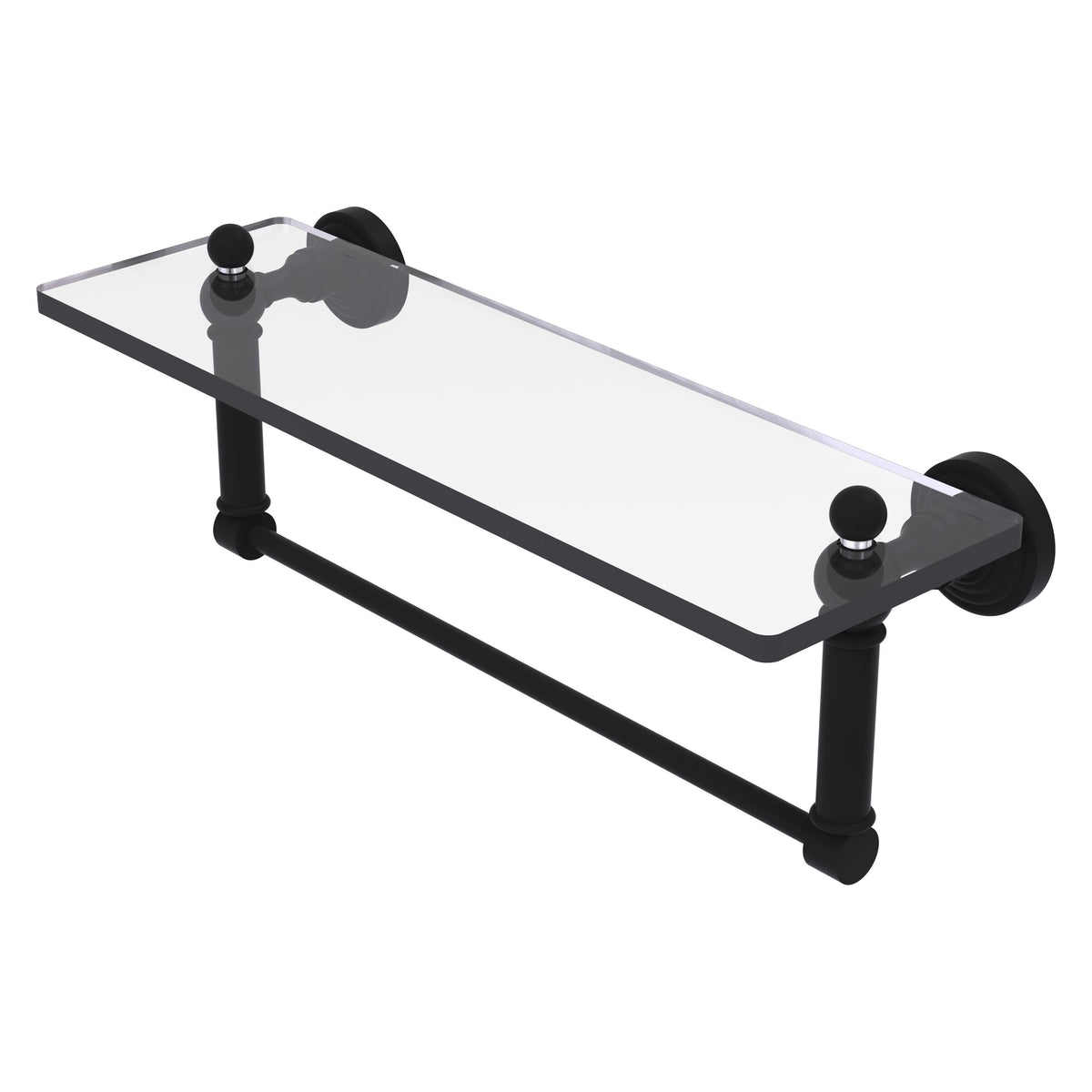 Allied Brass WP-1TB/16-BKM Waverly Place 16" Matte Black Glass Vanity Shelf