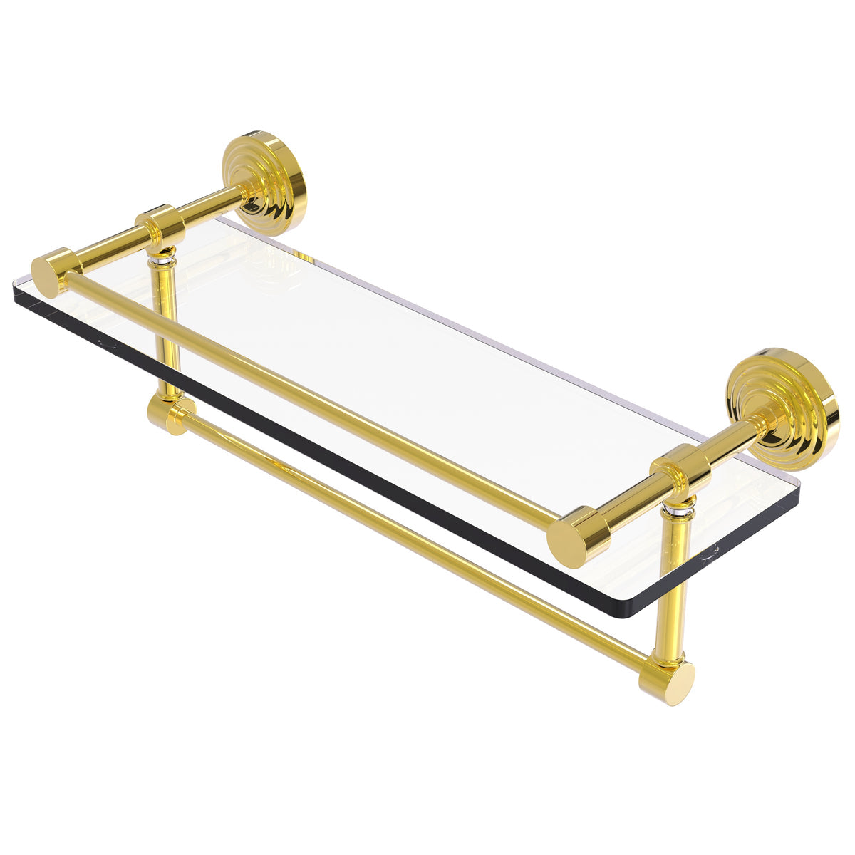 Allied Brass WP-1TB/16-GAL-PB Waverly Place 16" Polished Brass Glass Shelf