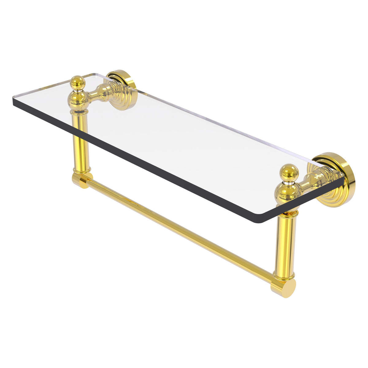 Allied Brass WP-1TB/16-PB Waverly Place 16" Polished Brass Glass Vanity Shelf
