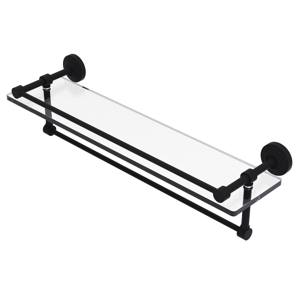 Allied Brass WP-1TB/22-GAL-BKM Waverly Place 22" Matte Black Gallery Rail Glass Shelf