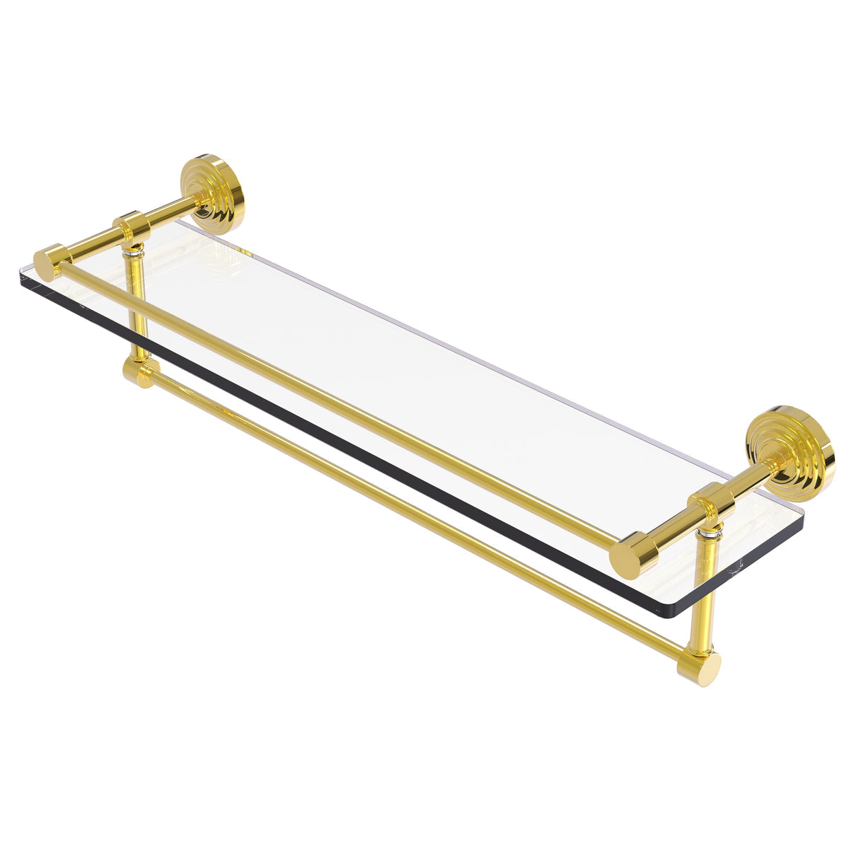 Allied Brass WP-1TB/22-GAL-PB Waverly Place 22" Polished Brass Gallery Rail Glass Shelf