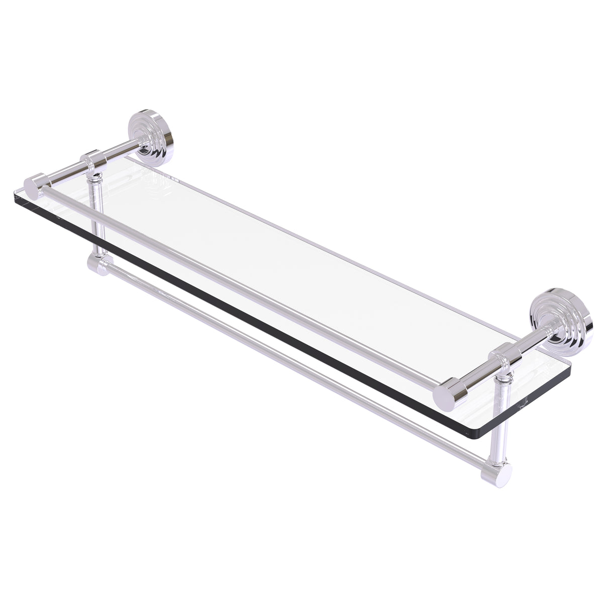 Allied Brass WP-1TB/22-GAL-PC Waverly Place 22" Polished Chrome Gallery Rail Glass Shelf