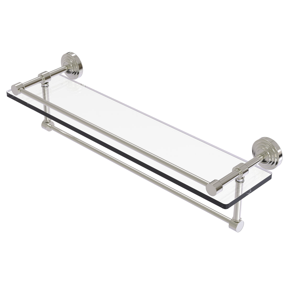 Allied Brass WP-1TB/22-GAL-SN Waverly Place 22" Satin Nickel Gallery Rail Glass Shelf