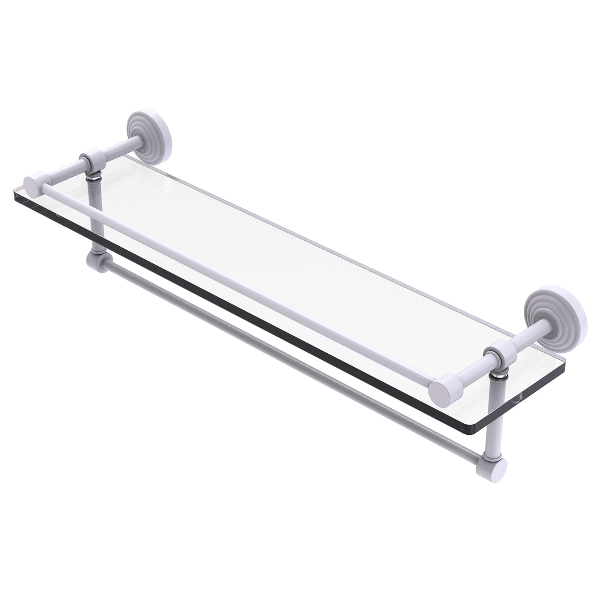 Allied Brass WP-1TB/22-GAL-WHM Waverly Place 22" Matte White Gallery Rail Glass Shelf