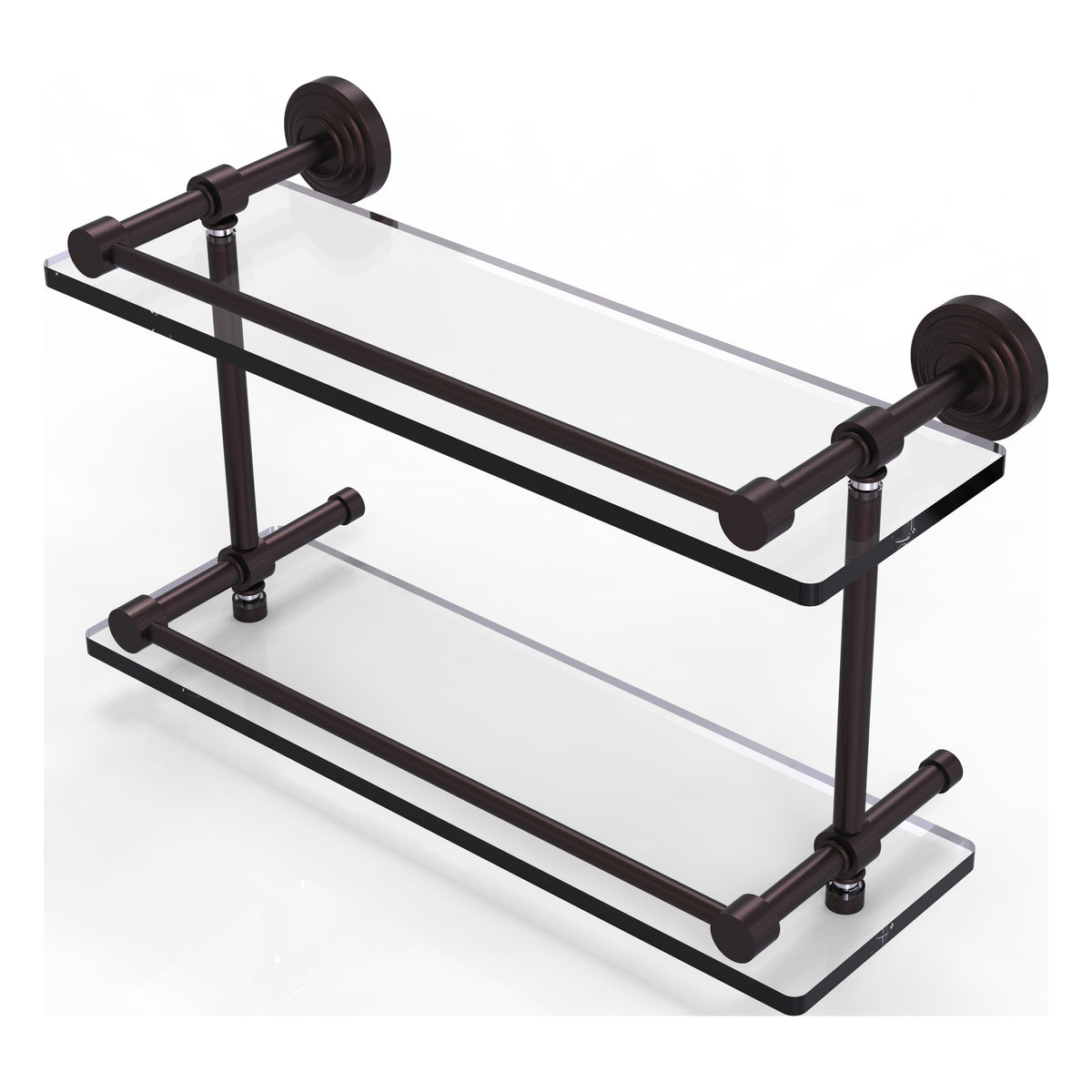 Allied Brass WP-2/16-GAL-ABZ Waverly Place 16" Antique Bronze Double Glass Shelf