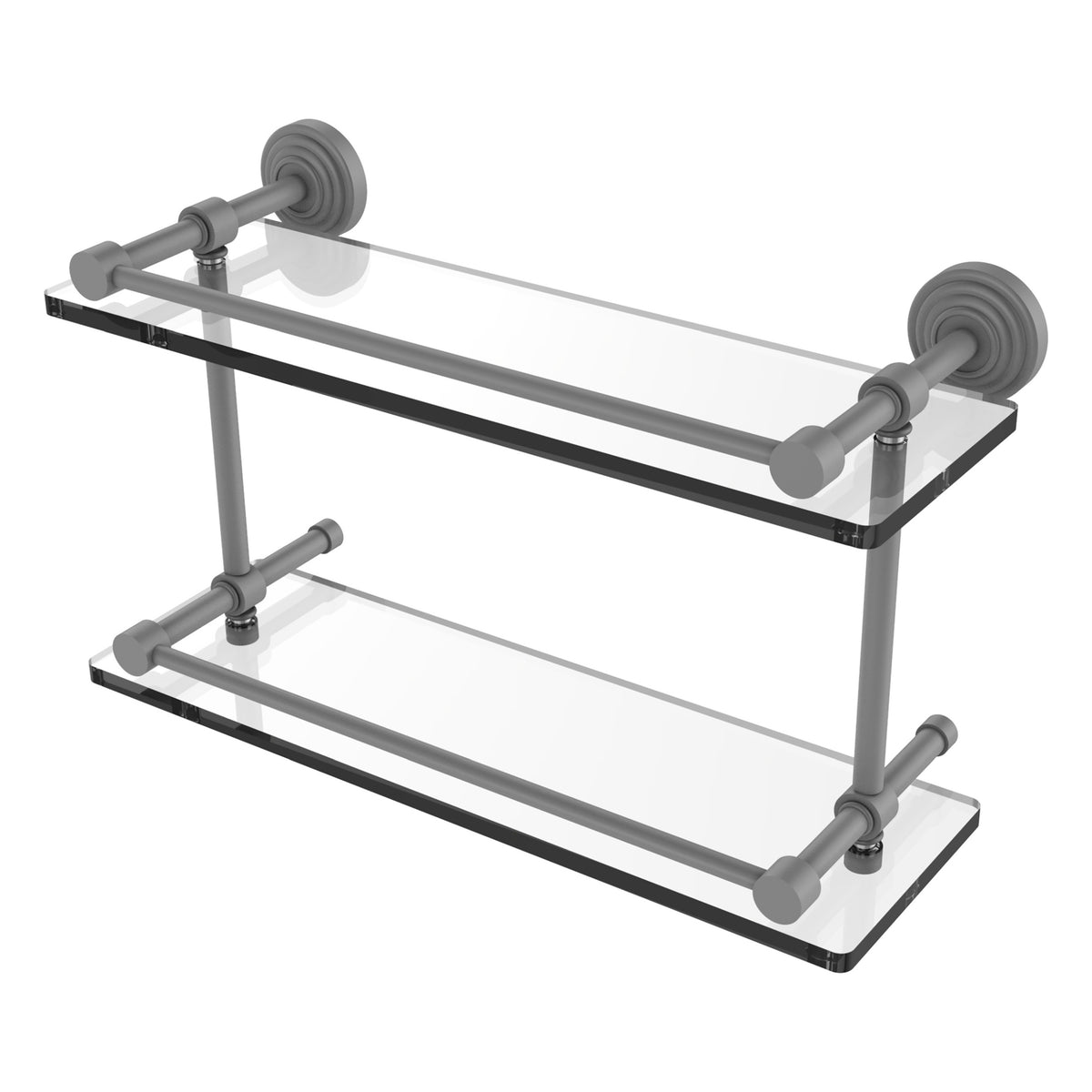 Allied Brass WP-2/16-GAL-GYM Waverly Place 16" Matte Gray Double Glass Shelf