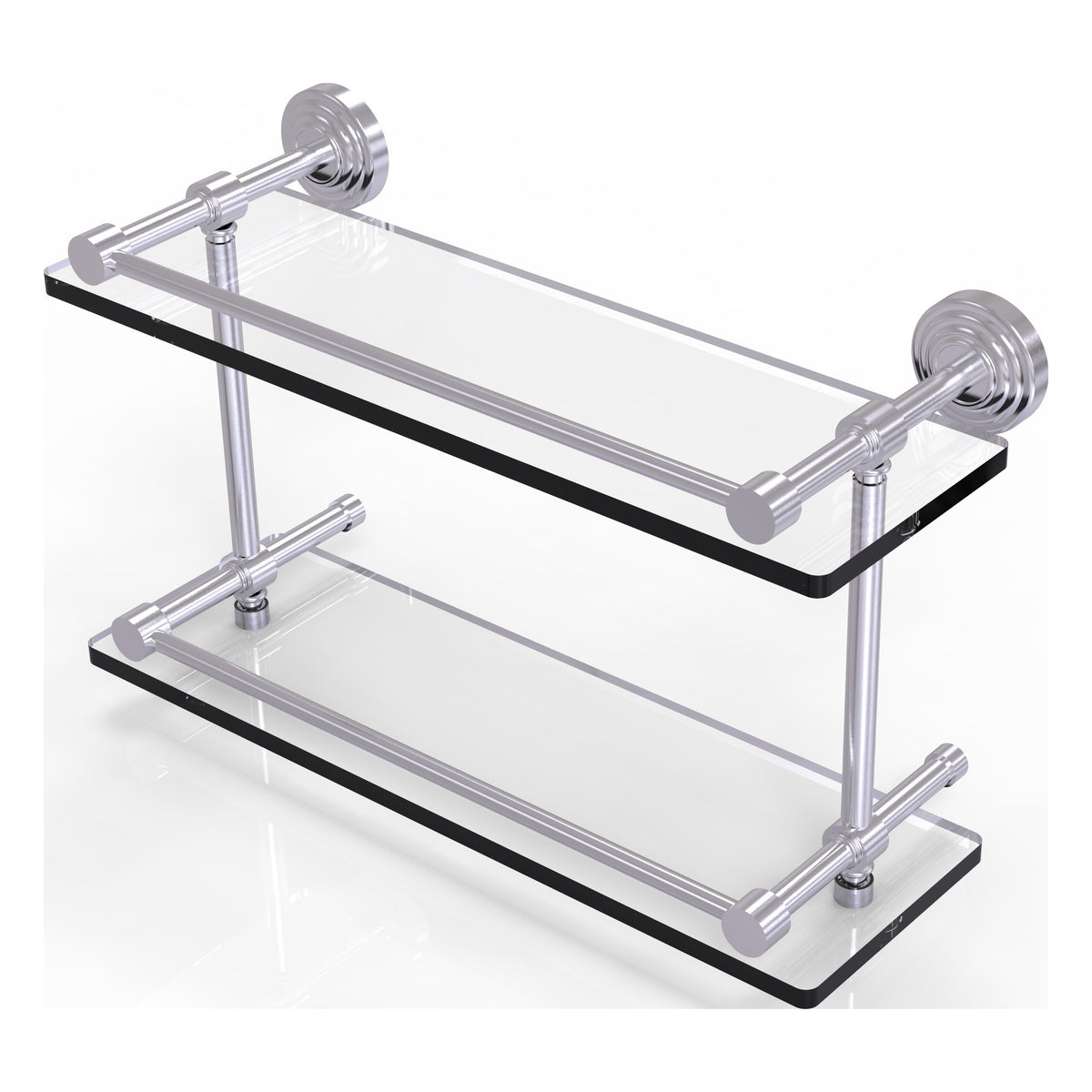 Allied Brass WP-2/16-GAL-SCH Waverly Place 16" Satin Chrome Double Glass Shelf
