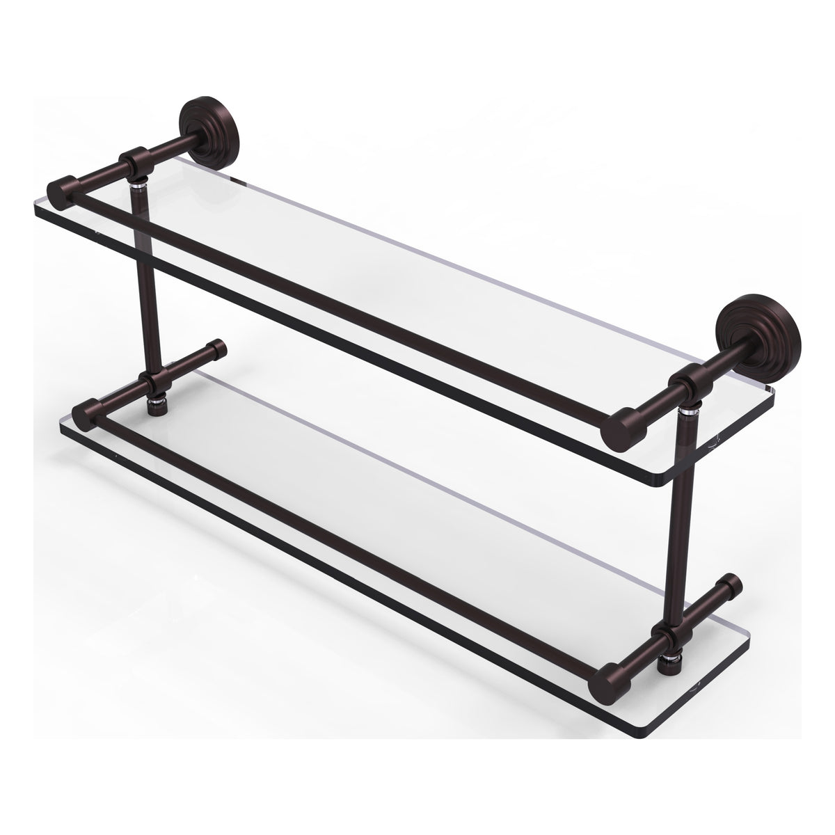 Allied Brass WP-2/22-GAL-ABZ Waverly Place 22" Antique Bronze Double Glass Shelf