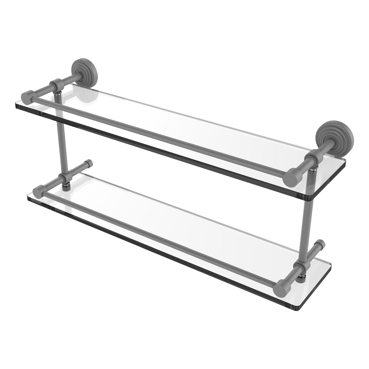 Allied Brass WP-2/22-GAL-GYM Waverly Place 22" Matte Gray Double Glass Shelf