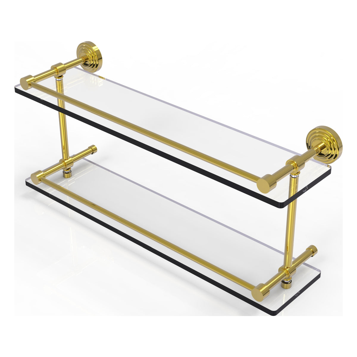 Allied Brass WP-2/22-GAL-PB Waverly Place 22" Polished Brass Double Glass Shelf