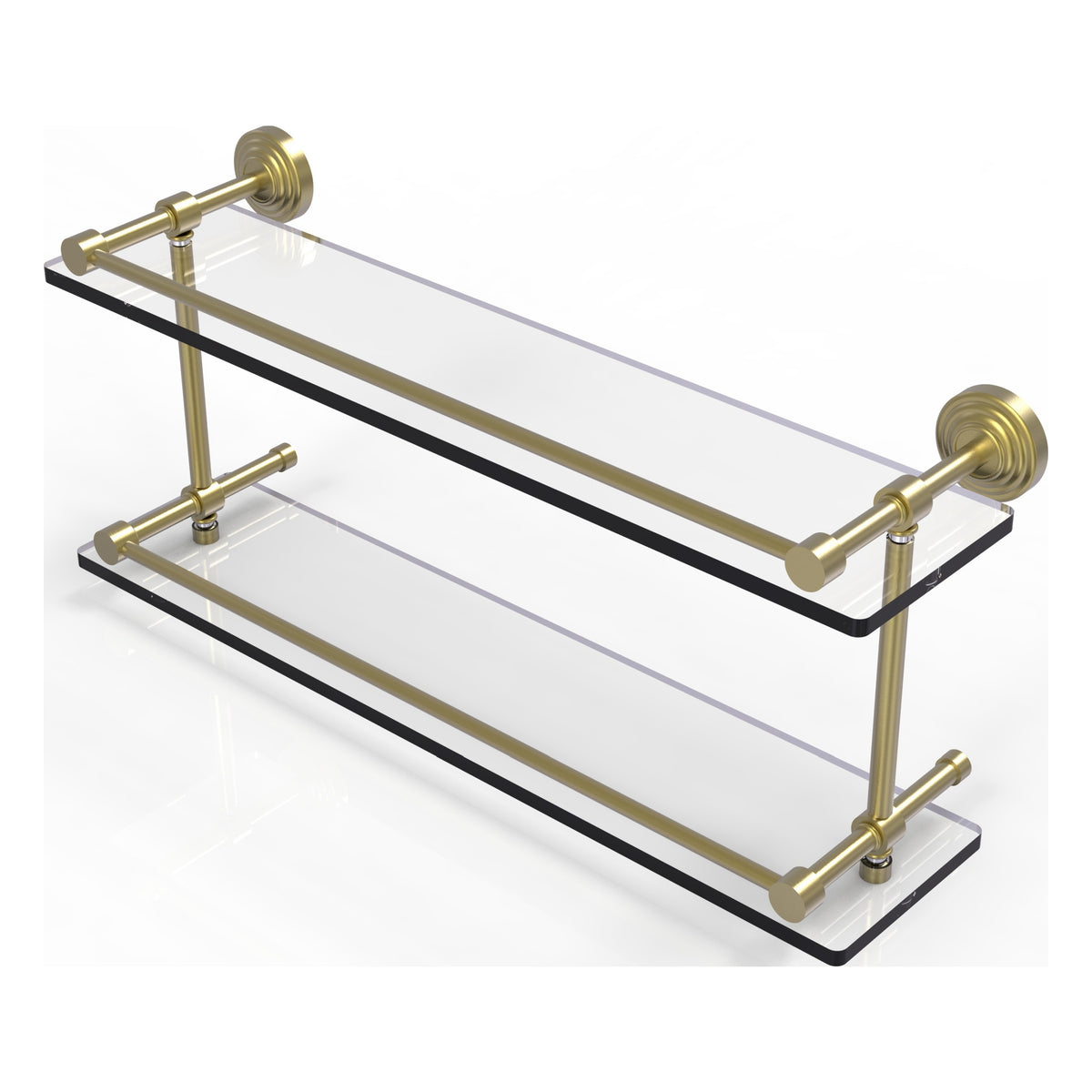 Allied Brass WP-2/22-GAL-SBR Waverly Place 22" Satin Brass Double Glass Shelf