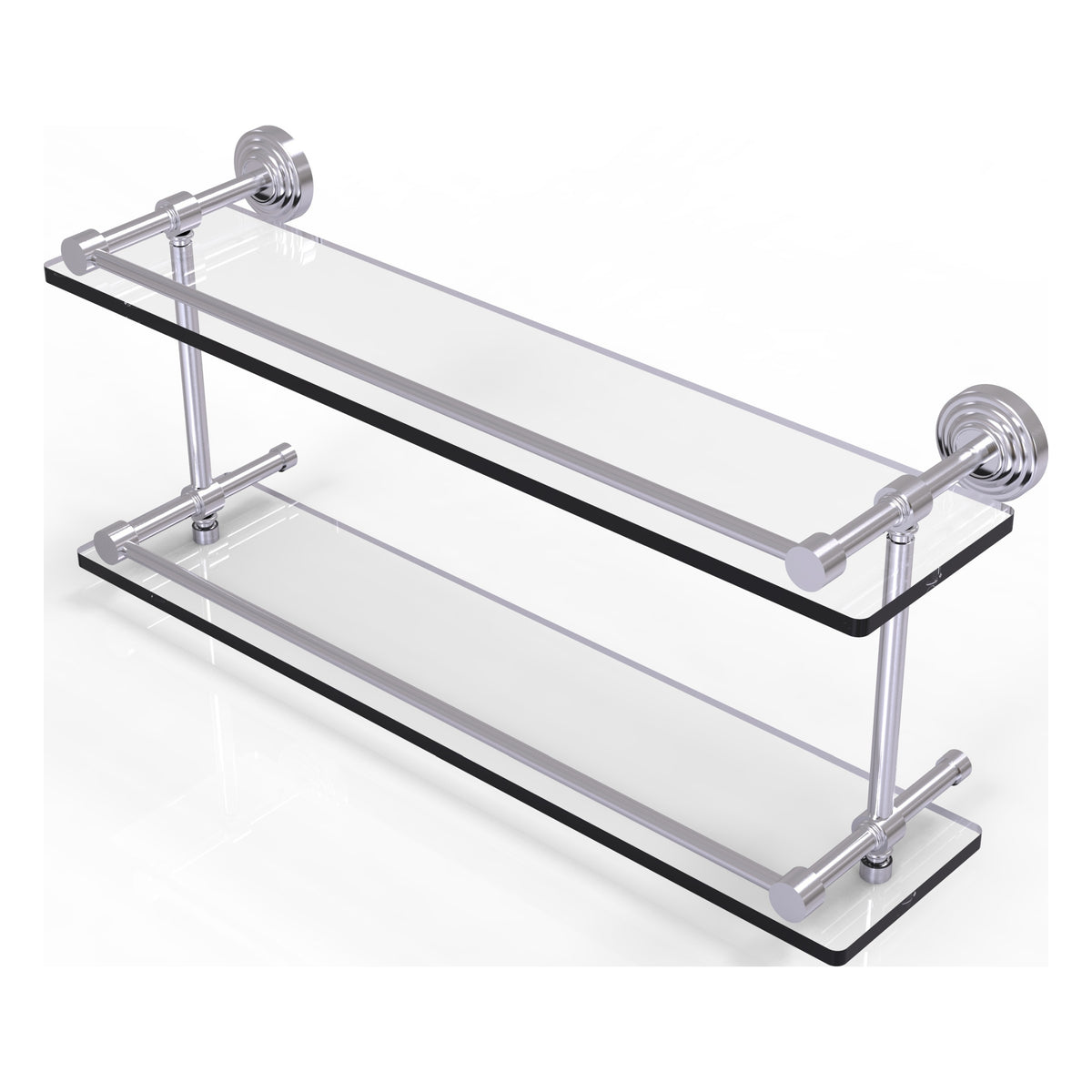 Allied Brass WP-2/22-GAL-SCH Waverly Place 22" Satin Chrome Double Glass Shelf