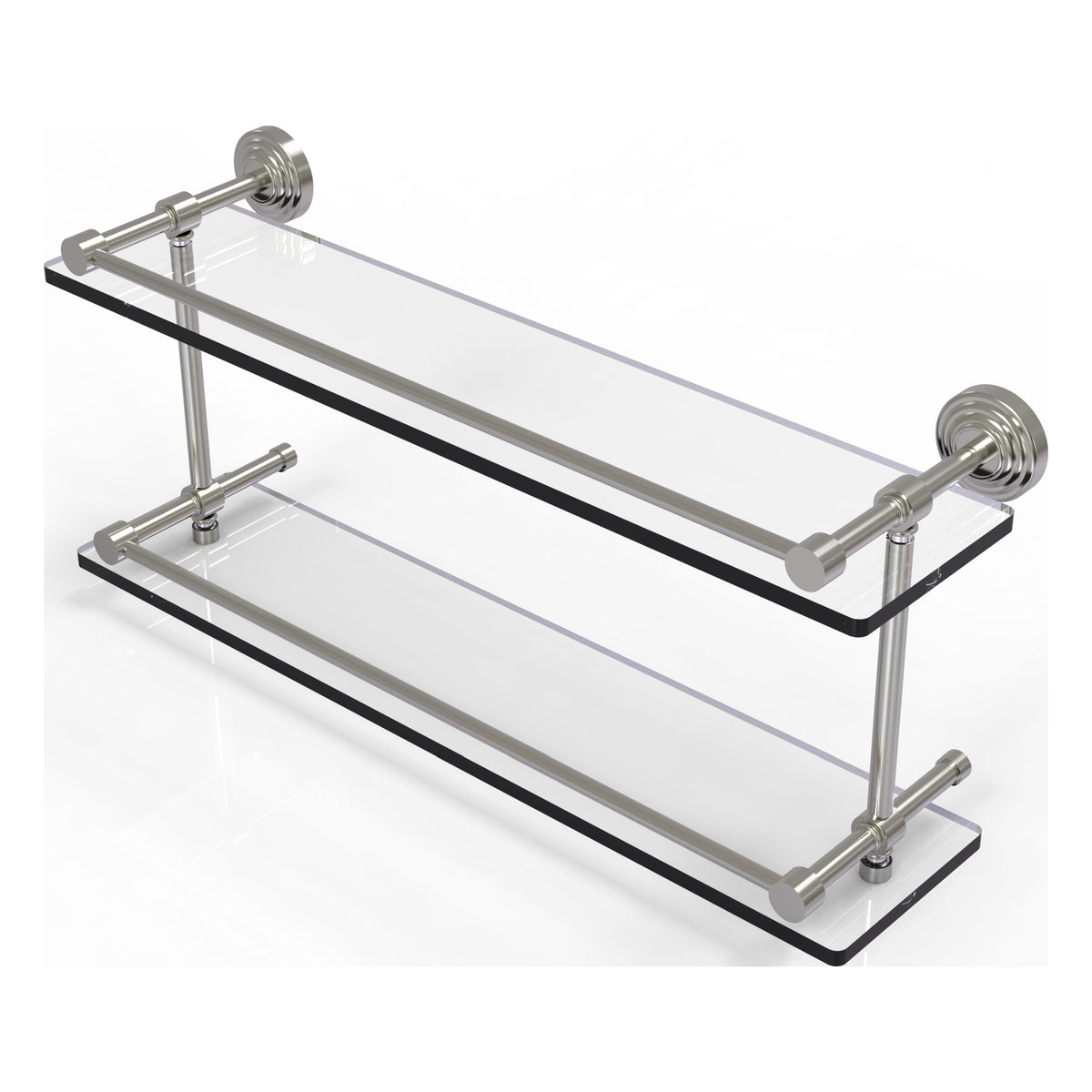Allied Brass WP-2/22-GAL-SN Waverly Place 22" Satin Nickel Double Glass Shelf