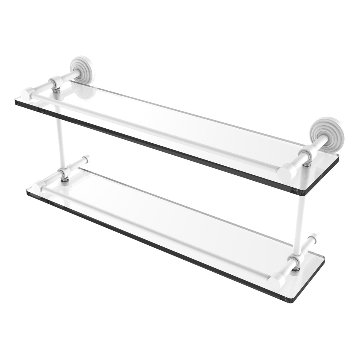 Allied Brass WP-2/22-GAL-WHM Waverly Place 22" Matte White Double Glass Shelf