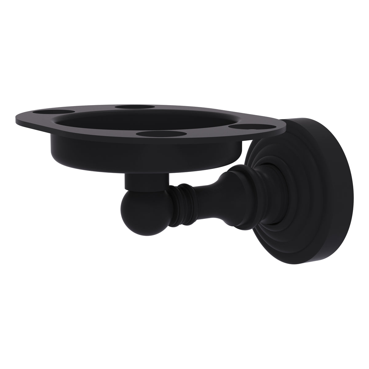 Allied Brass WP-26-BKM Waverly Place Matte Black Tumbler and Toothbrush Holder