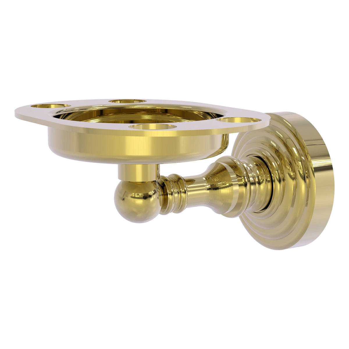 Allied Brass WP-26-UNL Waverly Place Unlacquered Brass Tumbler and Toothbrush Holder