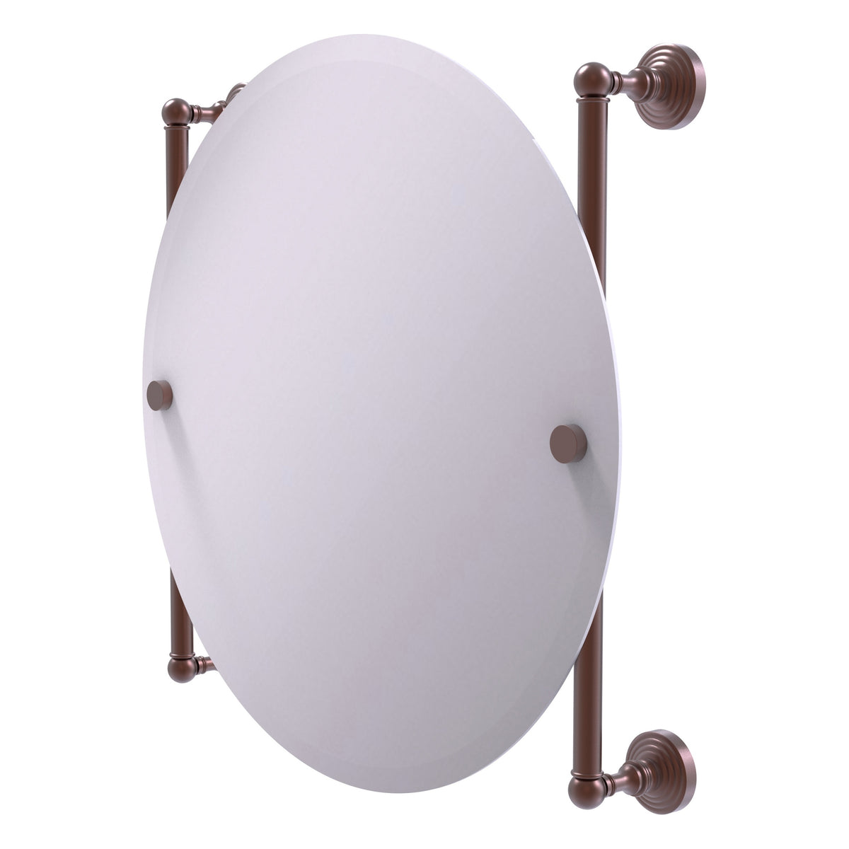 Allied Brass WP-27-90-CA Waverly Place Antique Copper Round Frameless Rail Wall-Mounted Mirror