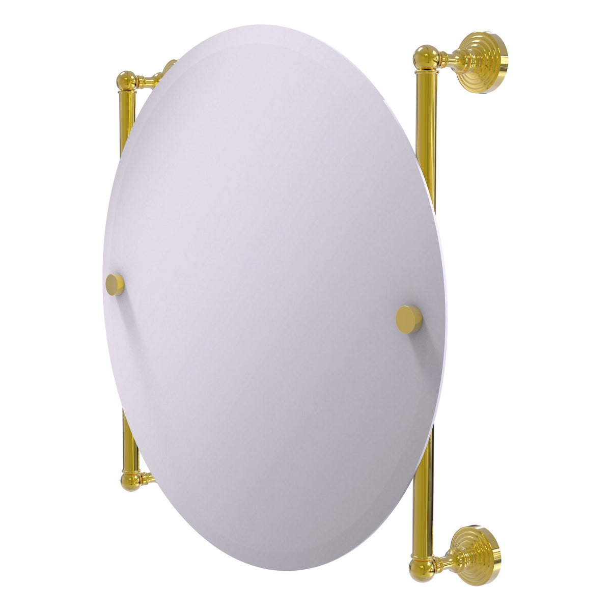 Allied Brass WP-27-90-PB Waverly Place Polished Brass Round Frameless Rail Wall-Mounted Mirror