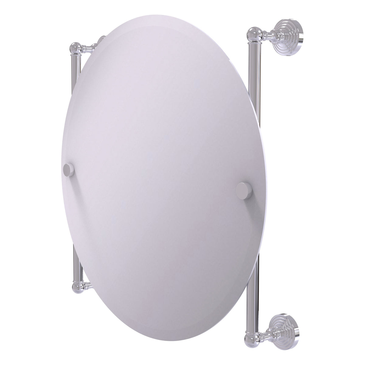 Allied Brass WP-27-90-PC Waverly Place Polished Chrome Round Frameless Rail Wall-Mounted Mirror