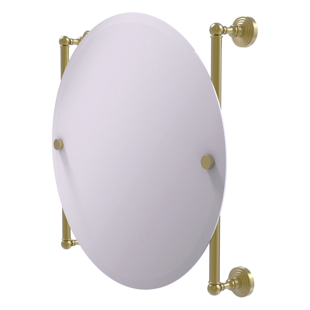 Allied Brass WP-27-90-SBR Waverly Place Satin Brass Round Frameless Rail Wall-Mounted Mirror