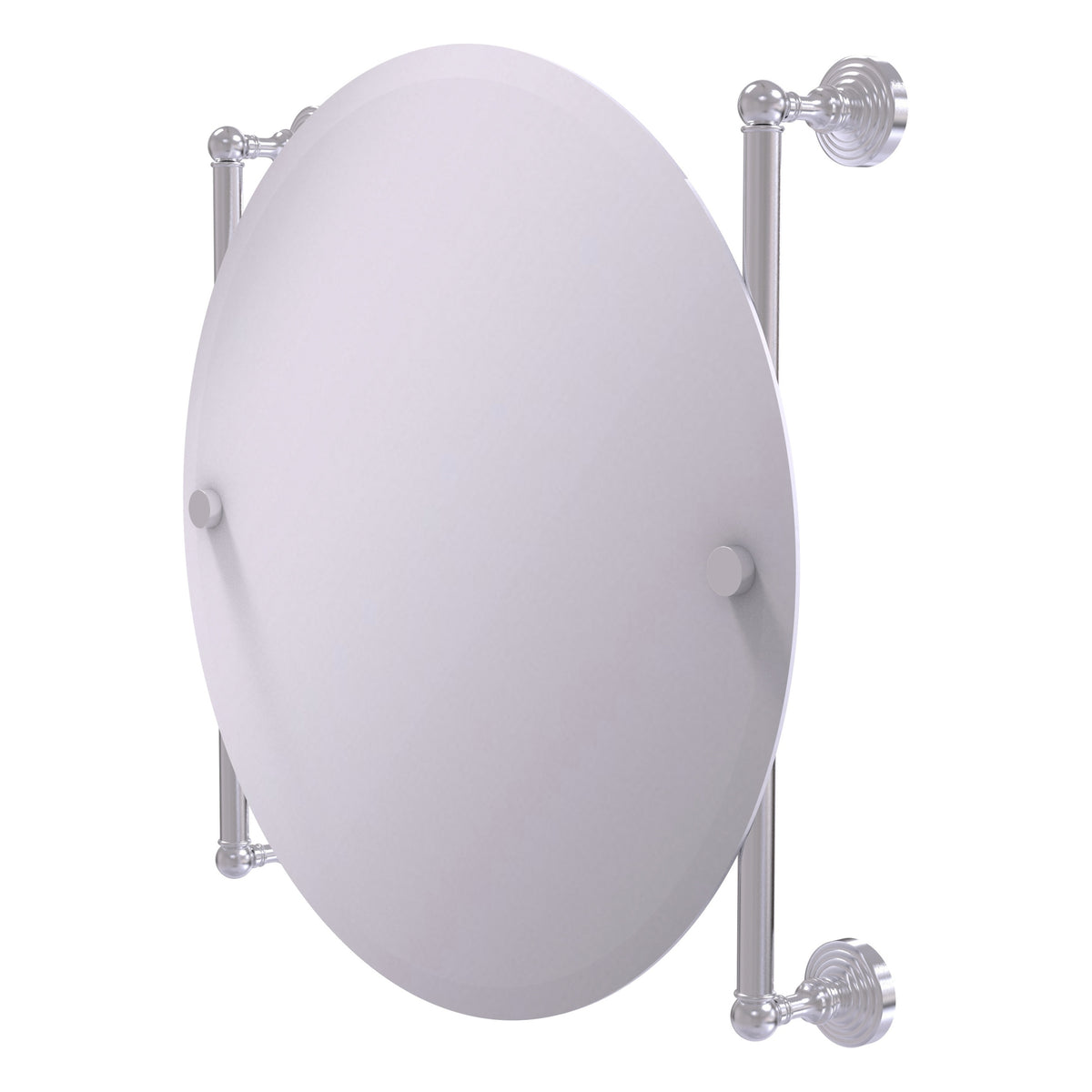 Allied Brass WP-27-90-SCH Waverly Place Satin Chrome Round Frameless Rail Wall-Mounted Mirror