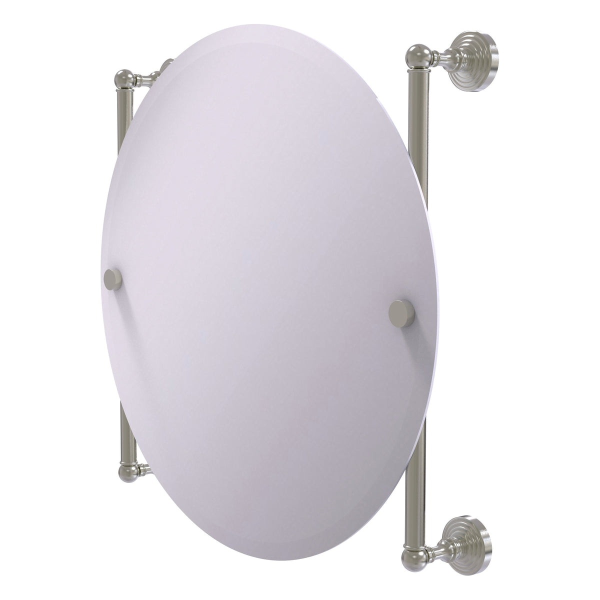 Allied Brass WP-27-90-SN Waverly Place Satin Nickel Round Frameless Rail Wall-Mounted Mirror