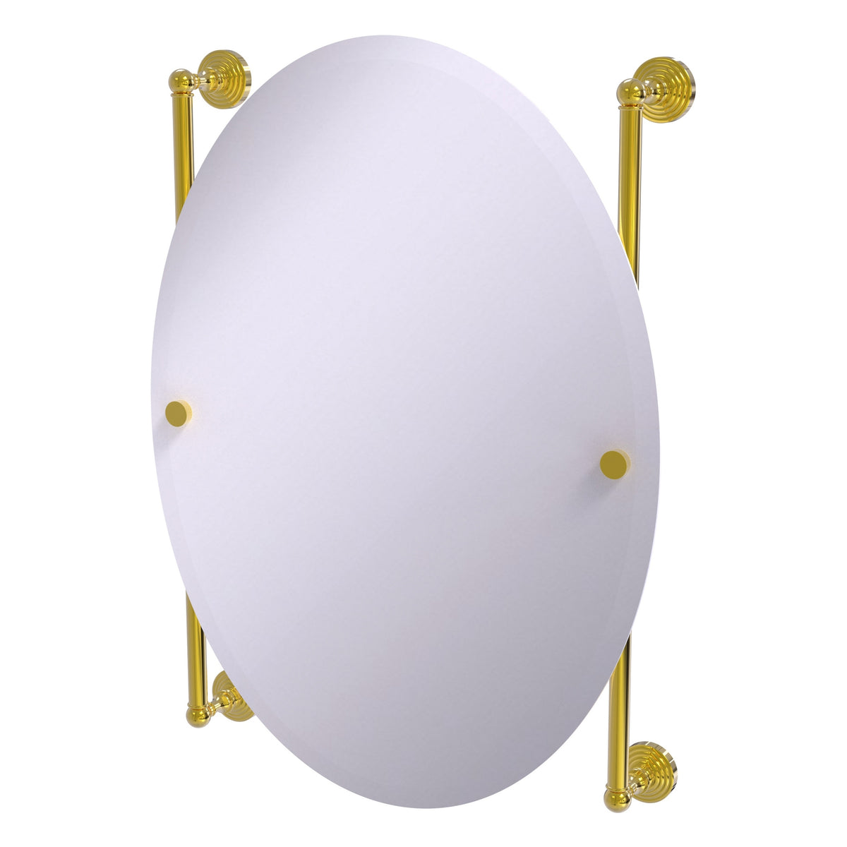 Allied Brass WP-27-91-PB Waverly Place Polished Brass Oval Frameless Rail Wall-Mounted Mirror