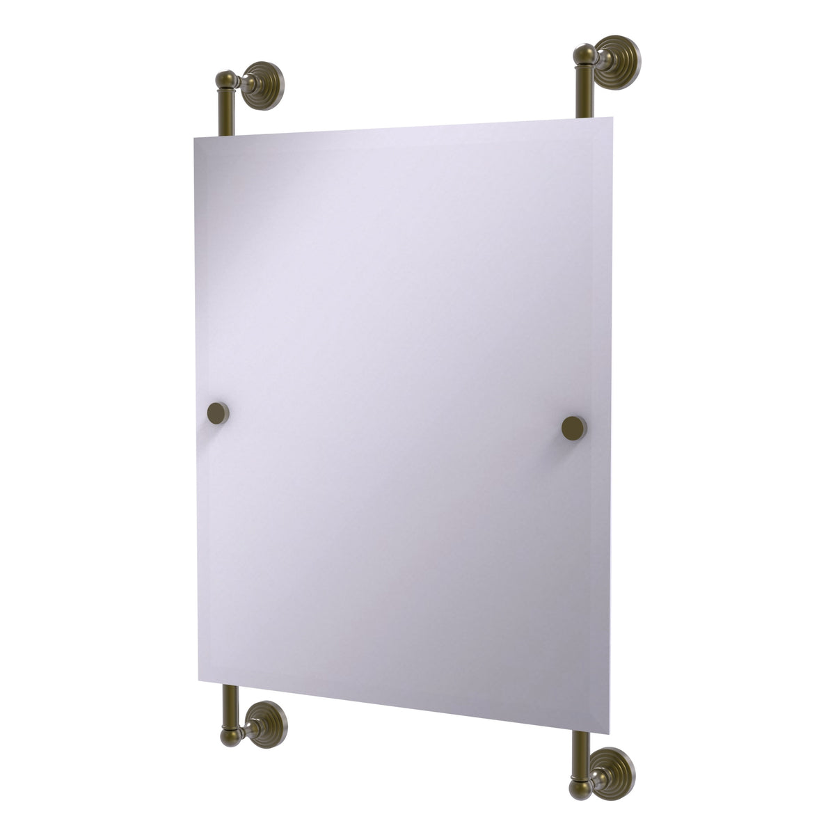 Allied Brass WP-27-92-ABR Waverly Place Antique Brass Rectangular Portrait Frameless Rail Wall-Mounted Mirror