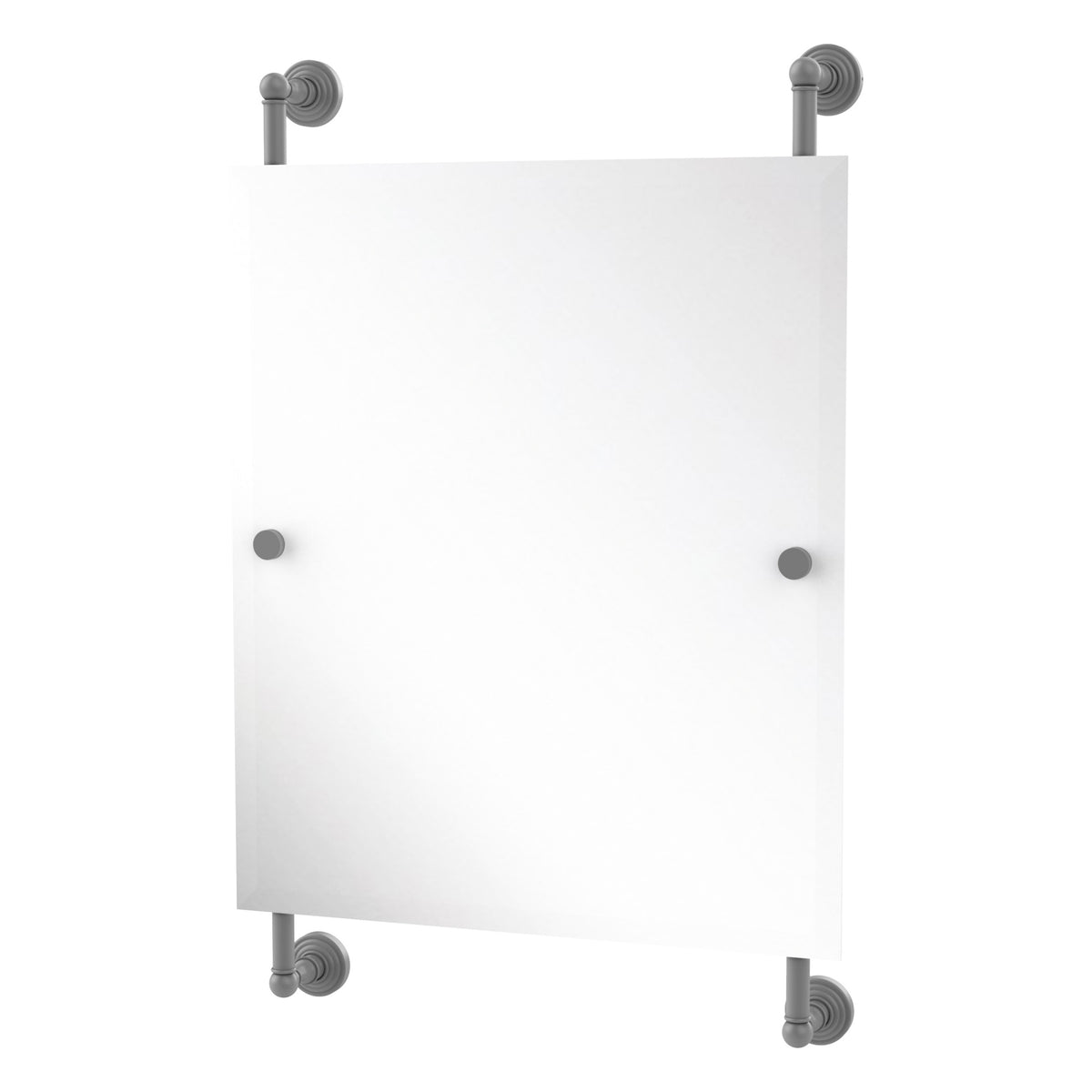 Allied Brass WP-27-92-GYM Waverly Place Matte Gray Rectangular Portrait Frameless Rail Wall-Mounted Mirror