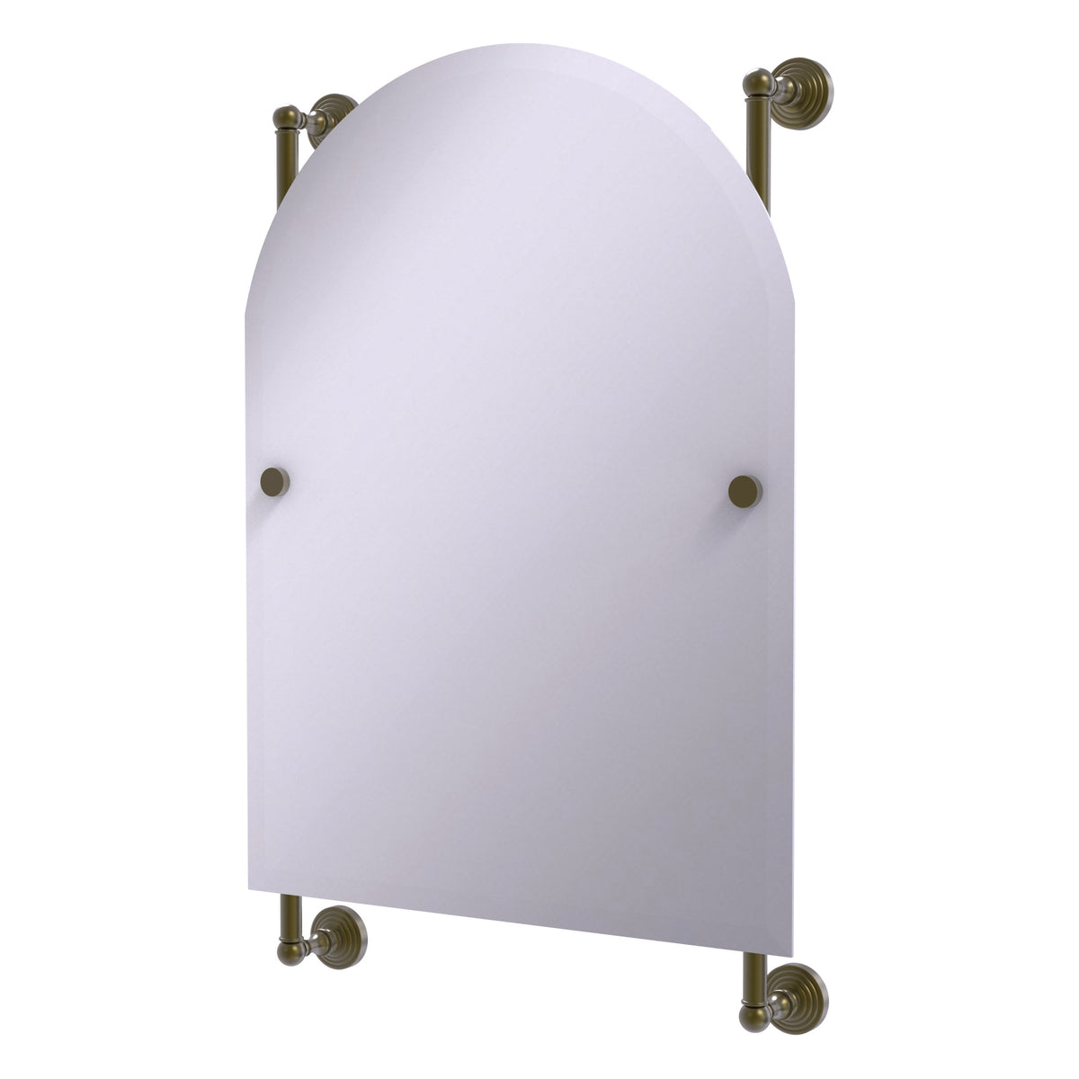 Allied Brass WP-27-94-ABR Waverly Place Antique Brass Arched Top Frameless Rail Wall-Mounted Mirror