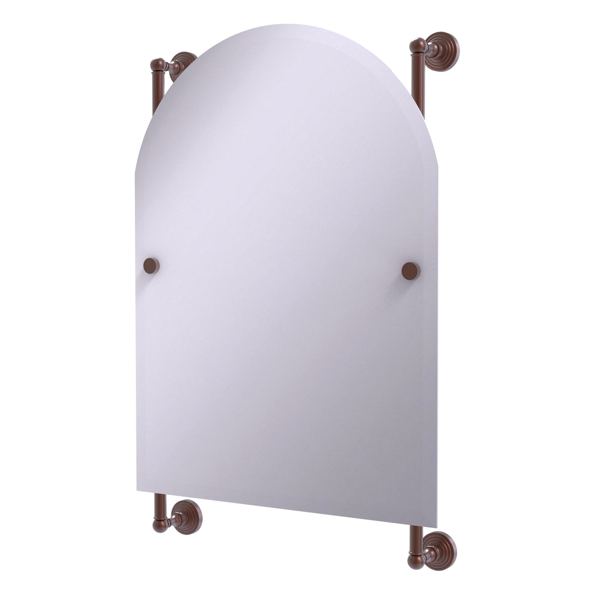 Allied Brass WP-27-94-CA Waverly Place Antique Copper Arched Top Frameless Rail Wall-Mounted Mirror