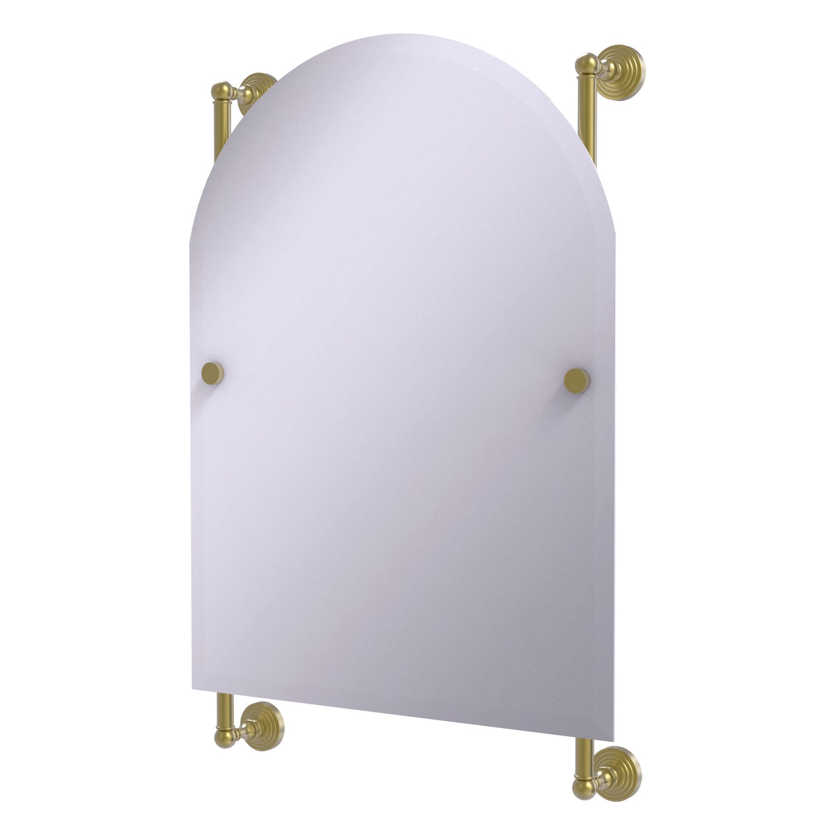 Allied Brass WP-27-94-SBR Waverly Place Satin Brass Arched Top Frameless Rail Wall-Mounted Mirror