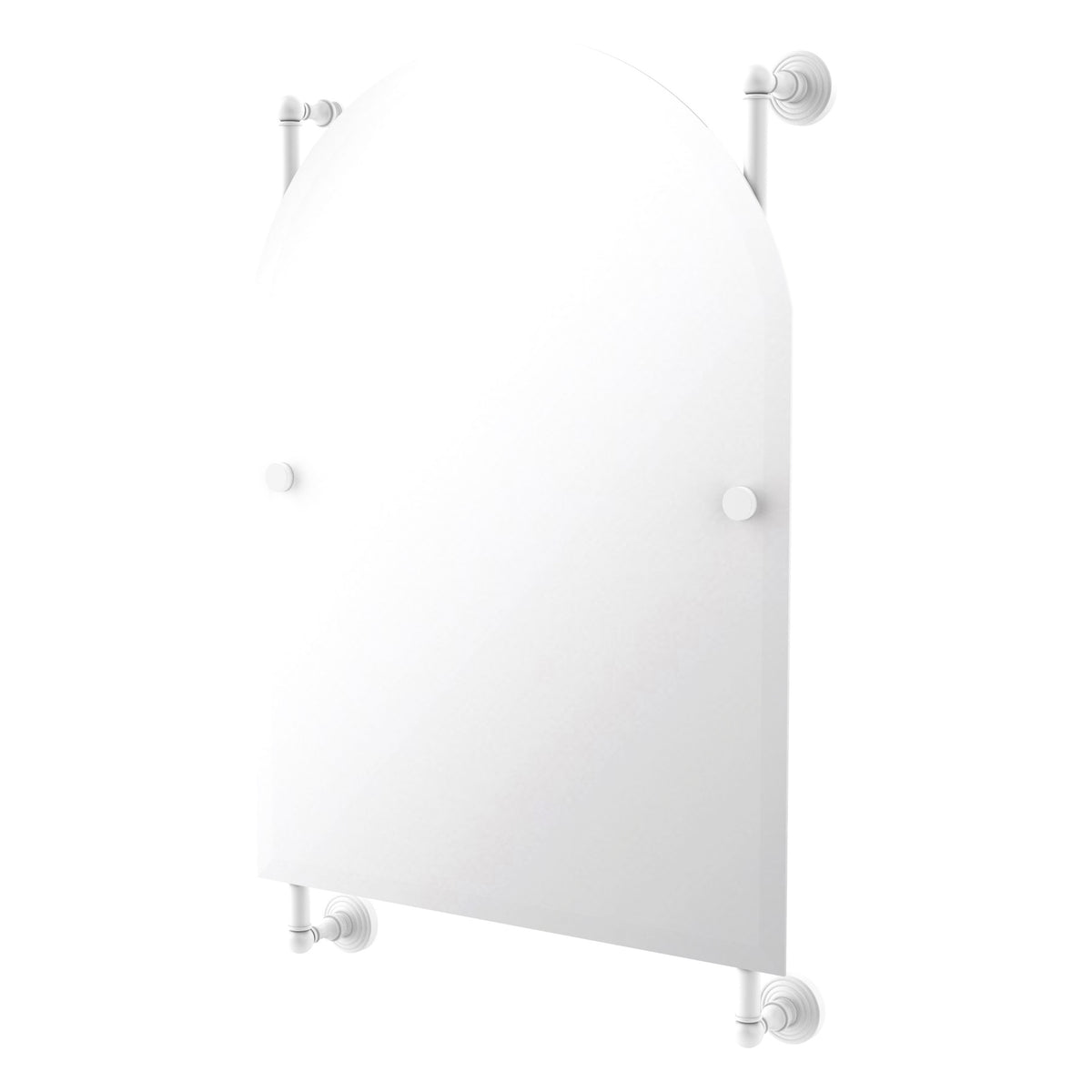 Allied Brass WP-27-94-WHM Waverly Place Matte White Arched Top Frameless Rail Wall-Mounted Mirror