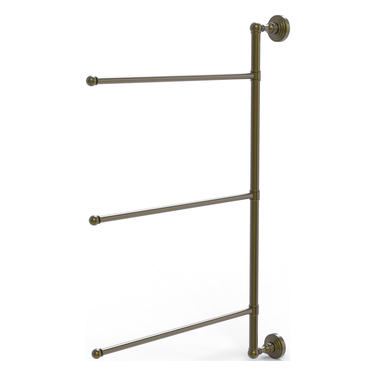 Allied Brass WP-27/3/16/28-ABR Waverly Place 28" Antique Brass 3 Swing Arm Vertical Vertical Towel Bar