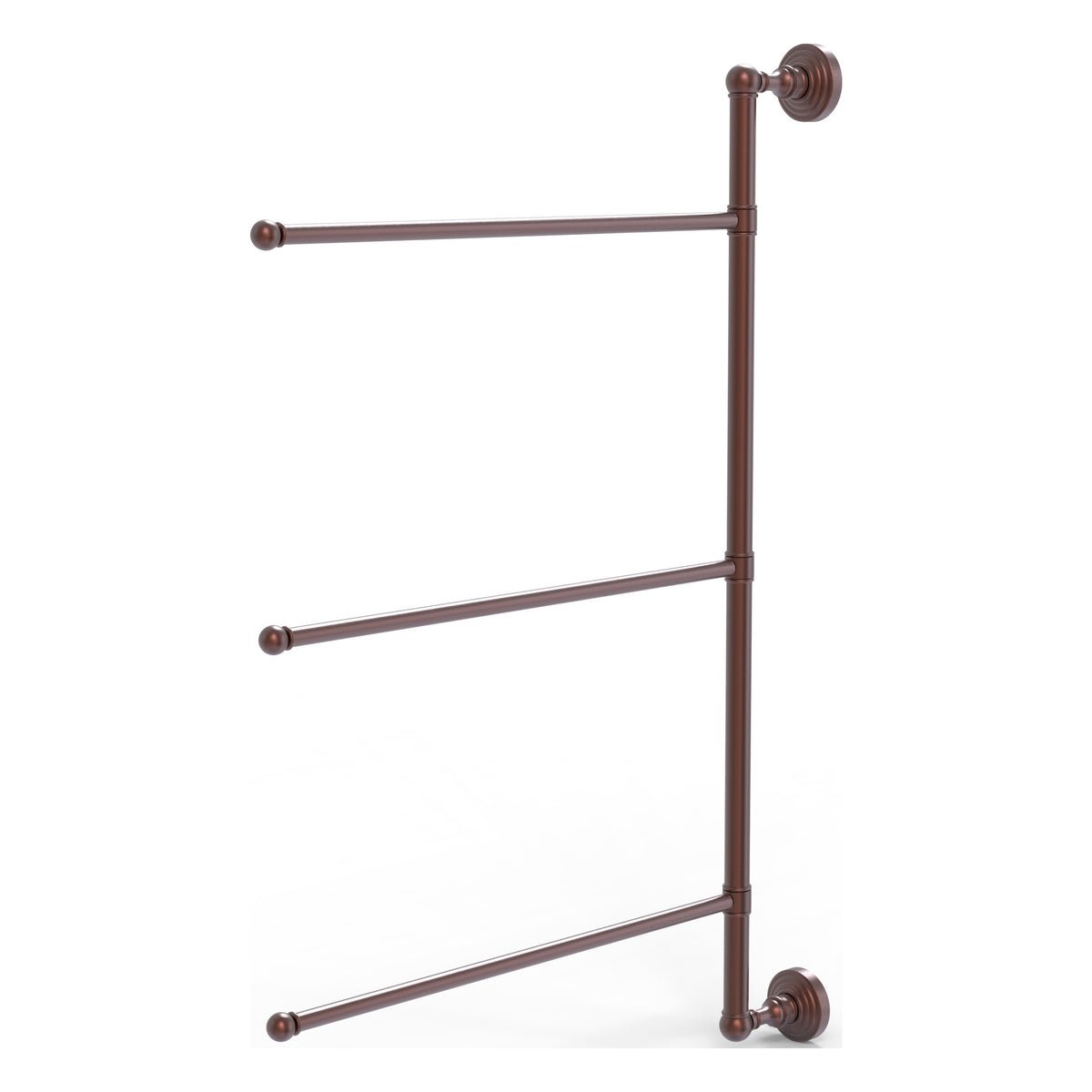 Allied Brass WP-27/3/16/28-CA Waverly Place 28" Antique Copper 3 Swing Arm Vertical Vertical Towel Bar