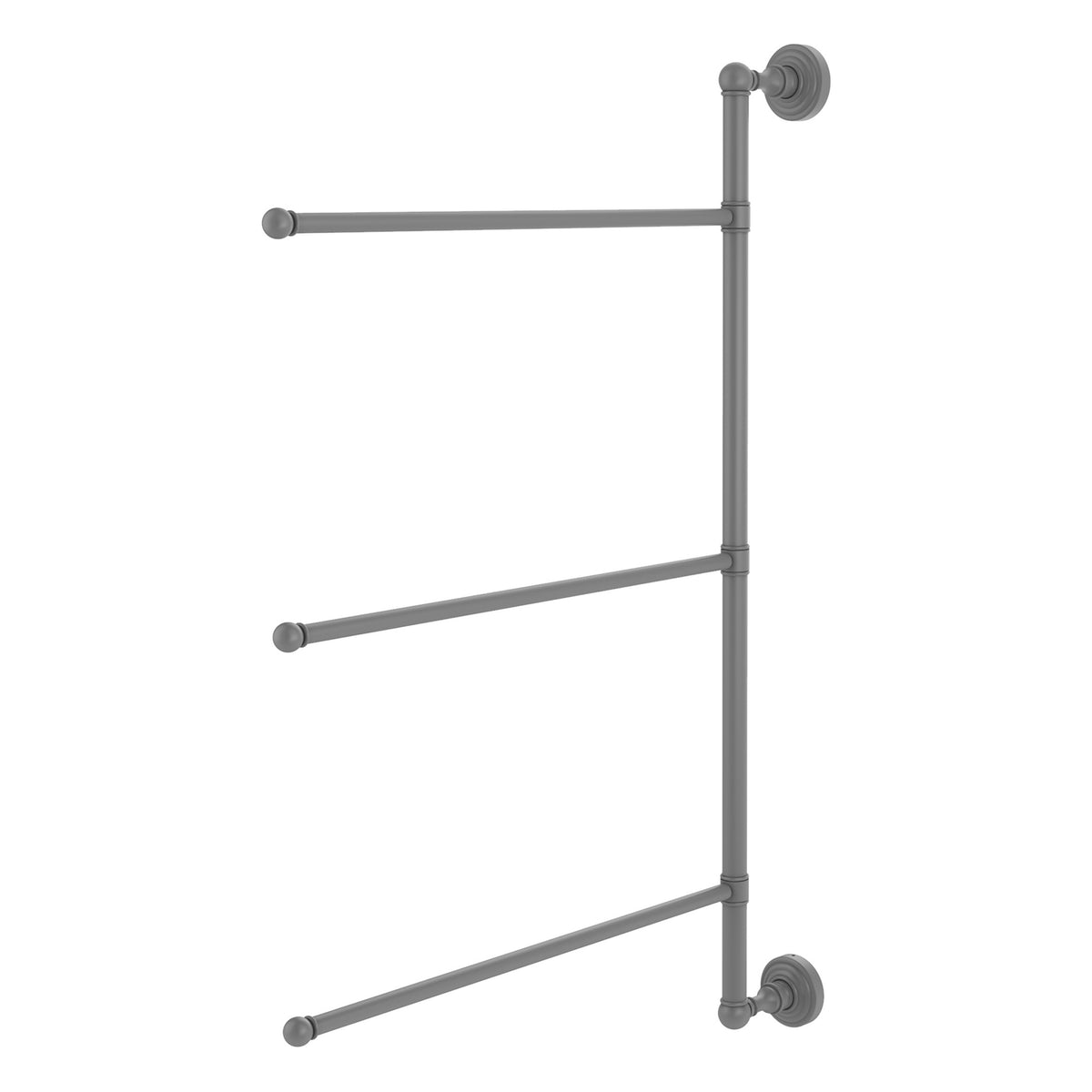 Allied Brass WP-27/3/16/28-GYM Waverly Place 28" Matte Gray 3 Swing Arm Vertical Vertical Towel Bar