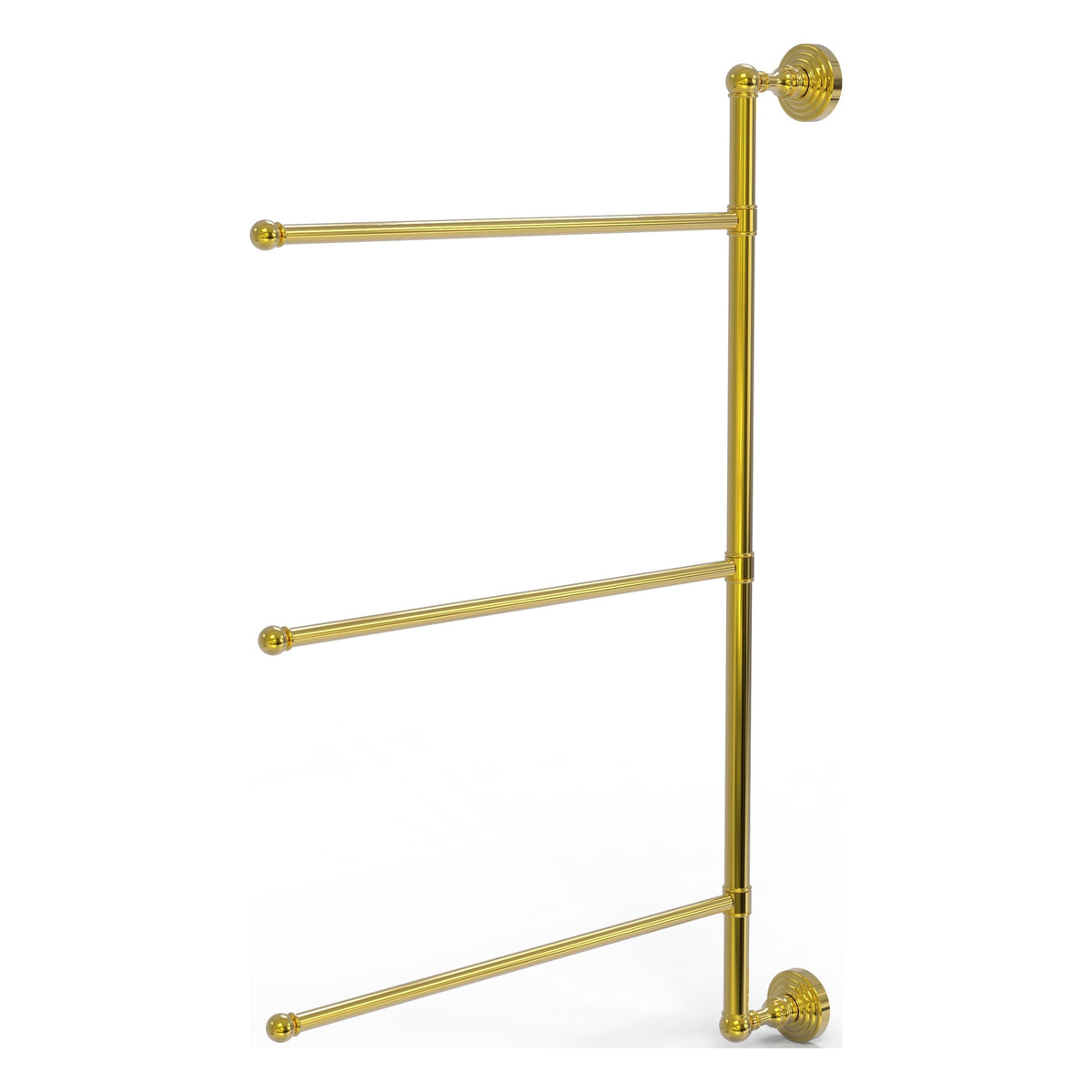 Allied Brass WP-27/3/16/28-PB Waverly Place 28" Polished Brass 3 Swing Arm Vertical Vertical Towel Bar