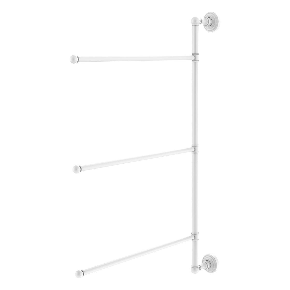 Allied Brass WP-27/3/16/28-WHM Waverly Place 28" Matte White 3 Swing Arm Vertical Vertical Towel Bar