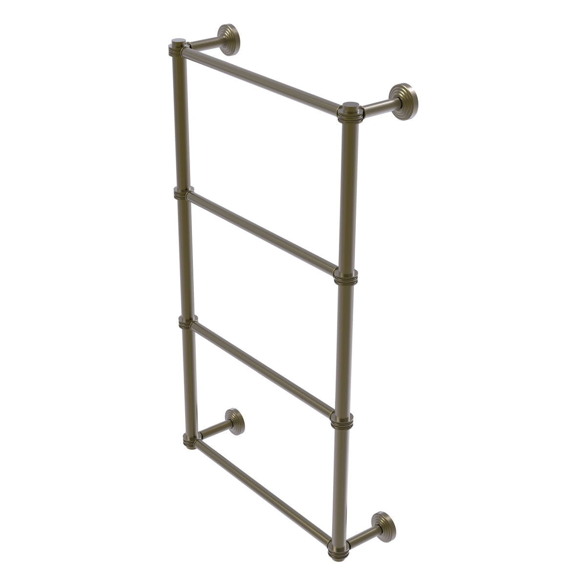 Allied Brass WP-28D-24-ABR Waverly Place 24" 4-Tier Antique Brass Ladder Towel Bar With Dotted Detail