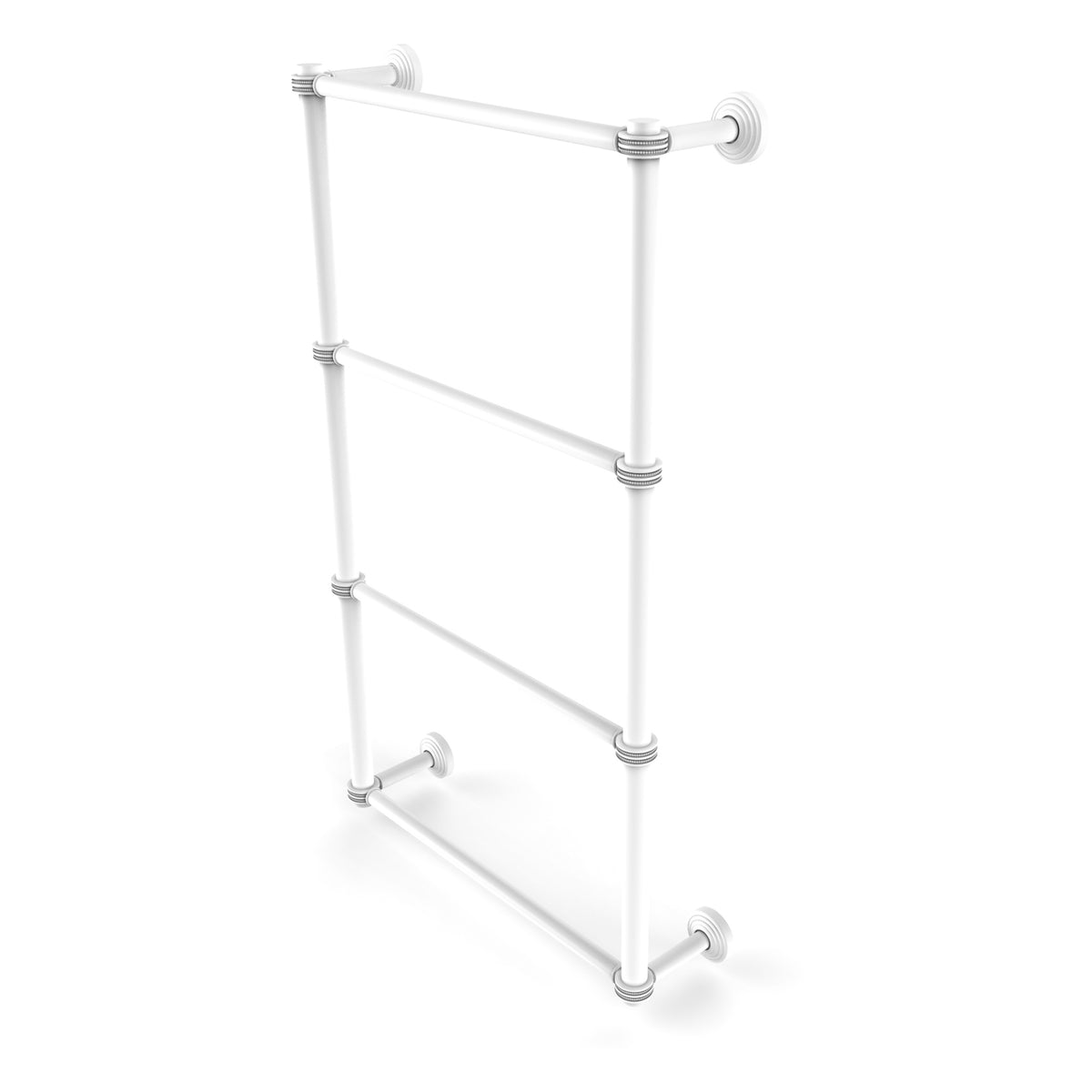 Allied Brass WP-28D-30-WHM Waverly Place 30" 4-Tier Matte White Ladder Towel Bar With Dotted Detail