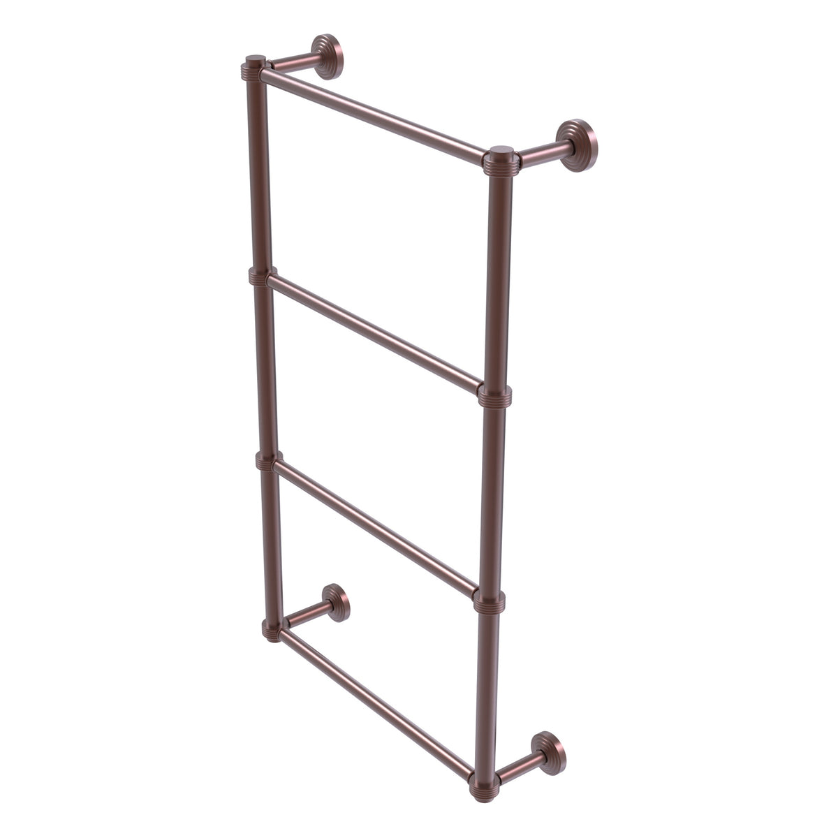 Allied Brass WP-28G-24-CA Waverly Place 24" 4-Tier Antique Copper Ladder Towel Bar With Grooved Detail