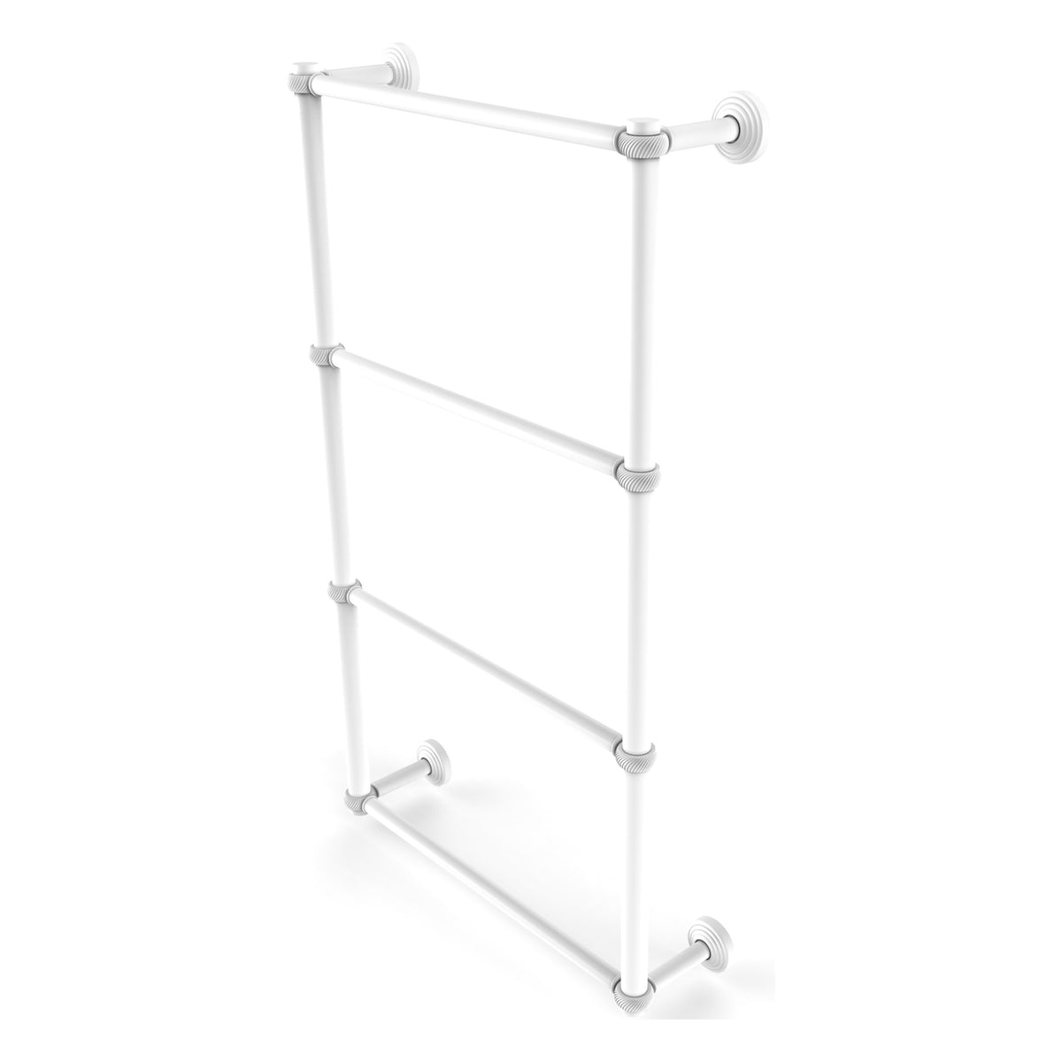 Allied Brass WP-28T-24-WHM Waverly Place 24" 4-Tier Matte White Ladder Towel Bar With Twisted Detail