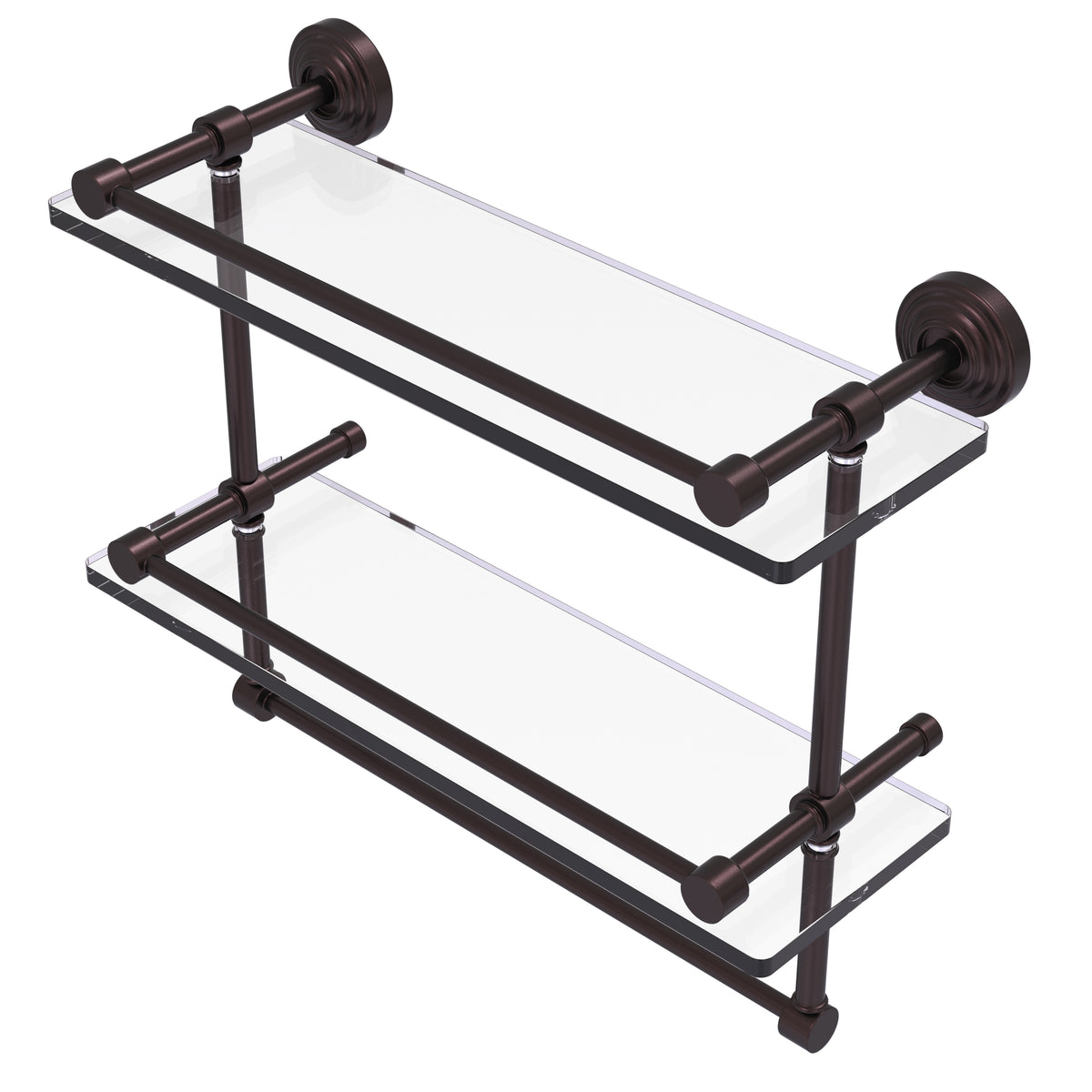 Allied Brass WP-2TB/16-GAL-ABZ Waverly Place 16" Antique Bronze Double Glass Shelf