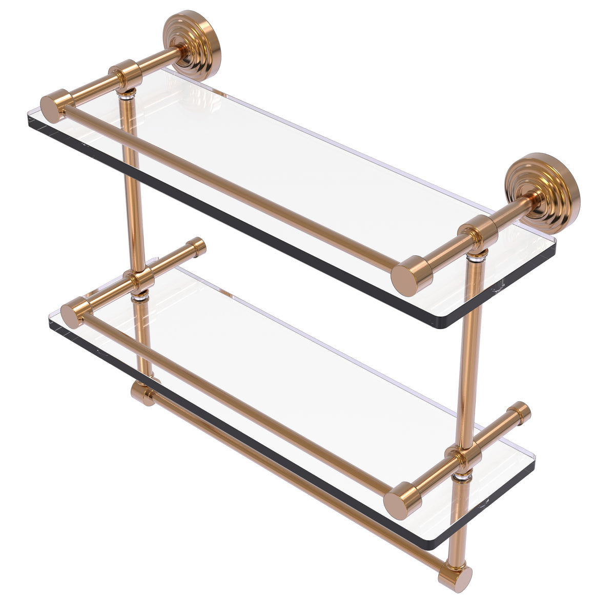 Allied Brass WP-2TB/16-GAL-BBR Waverly Place 16" Brushed Bronze Double Glass Shelf