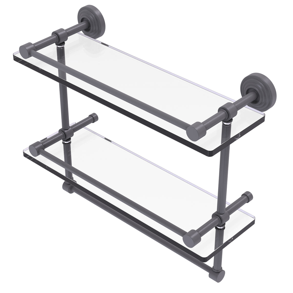 Allied Brass WP-2TB/16-GAL-GYM Waverly Place 16" Matte Gray Double Glass Shelf