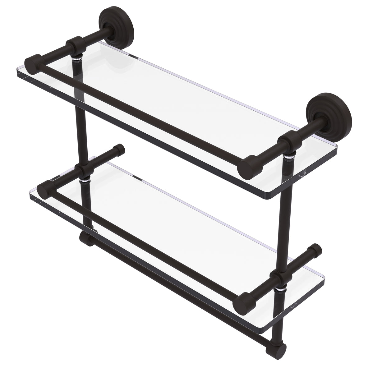 Allied Brass WP-2TB/16-GAL-ORB Waverly Place 16" Oil Rubbed Bronze Double Glass Shelf