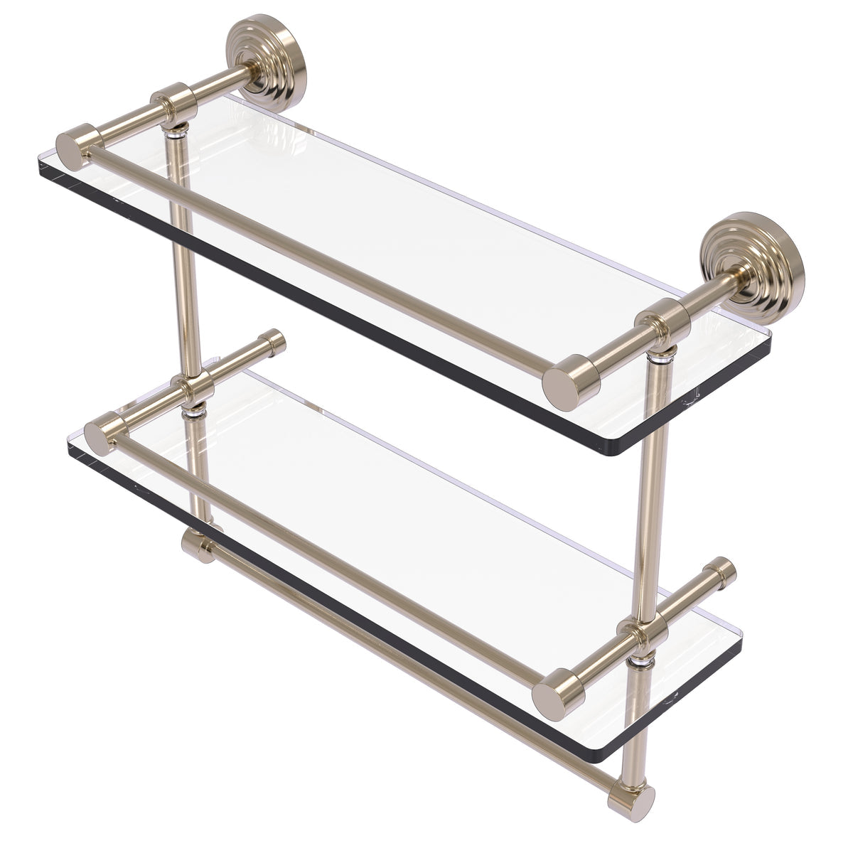Allied Brass WP-2TB/16-GAL-PEW Waverly Place 16" Antique Pewter Double Glass Shelf