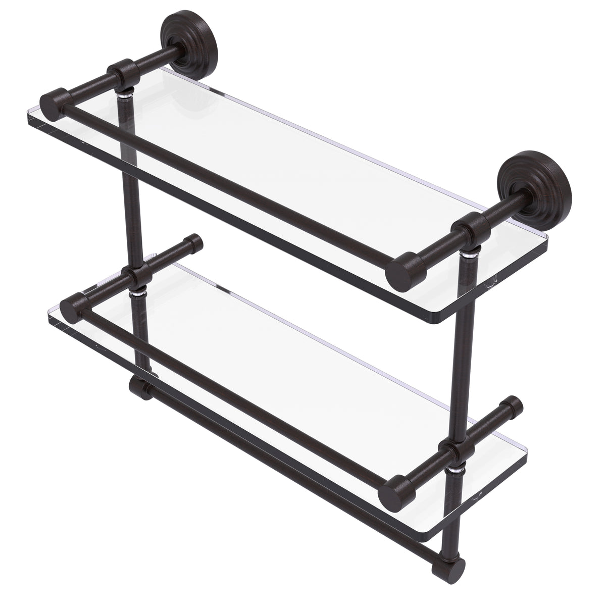 Allied Brass WP-2TB/16-GAL-VB Waverly Place 16" Venetian Bronze Double Glass Shelf