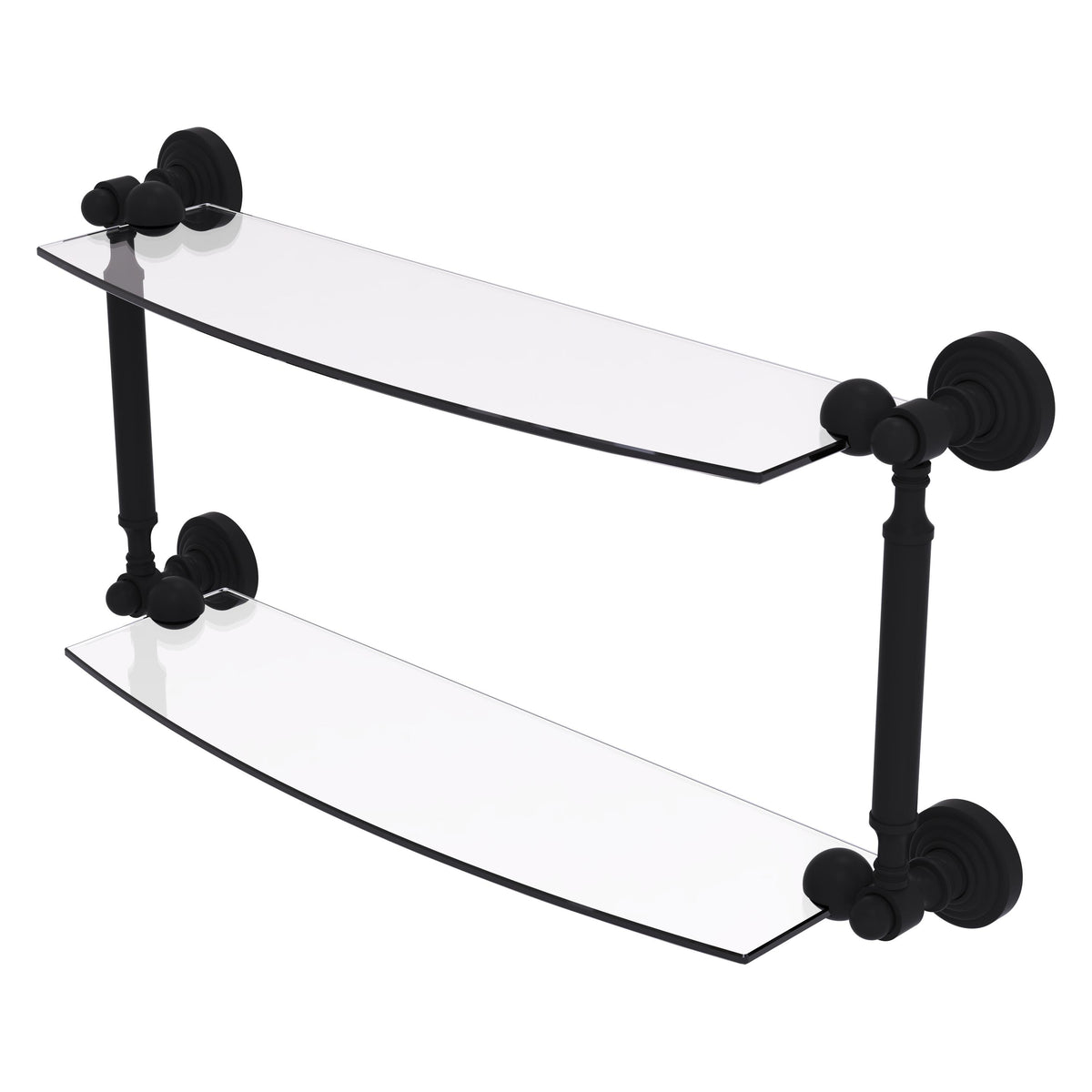 Allied Brass WP-34/18-BKM Waverly Place 18" 2-Tiered Matte Black Glass Shelf